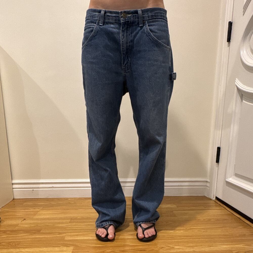 Key Men's Blue Denim Workwear Jeans Relaxed Fit Straight Leg 5-Pocket